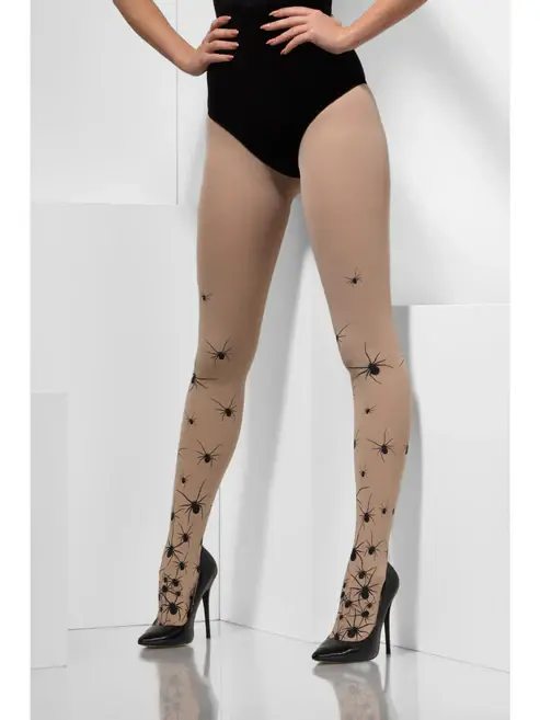 Opaque Tights with Spiders [Nude & Black]