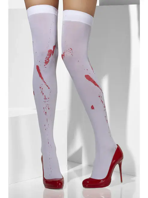 Thigh High Hold-Ups With Blood Stains [White]
