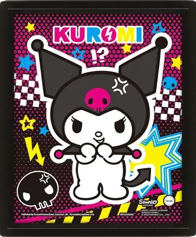 Kuromi Punky 3D Lenticular Framed Poster 29x24 cm