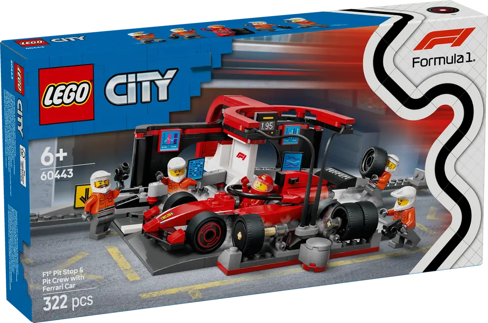 F1-depotstopp og -team med Ferrari-bil (60443)