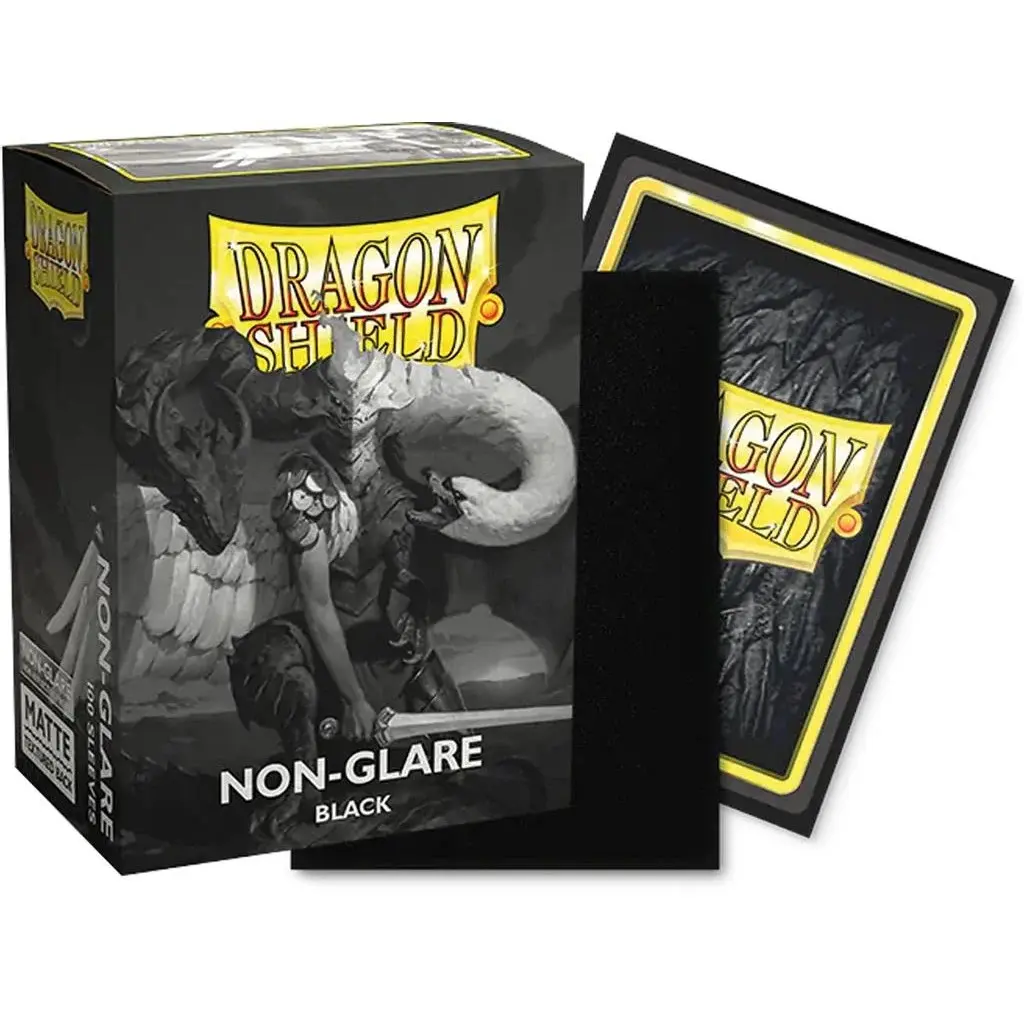 Matte Black Non-Glare Standard Size Dragon Shield Sleeves (100)