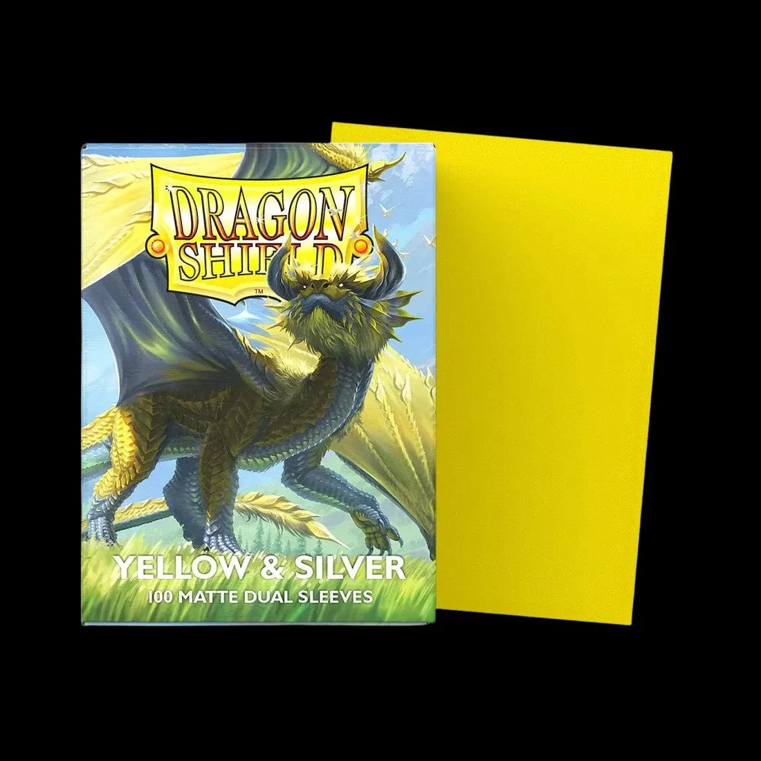Matte Dual Yellow & Silver Standard Size Dragon Shield Sleeves (100)