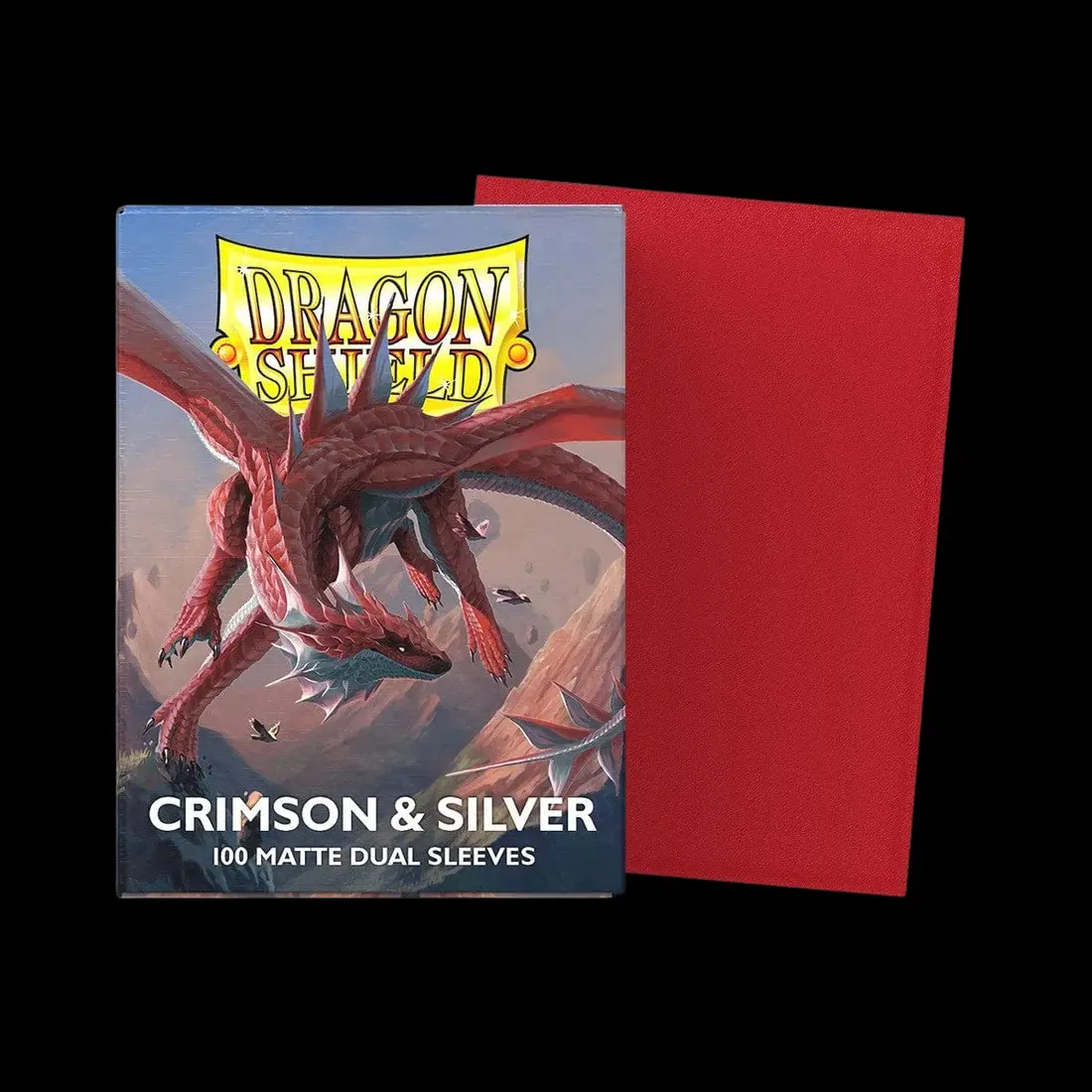 Matte Dual Crimson & Silver Standard Size Dragon Shield Sleeves (100)
