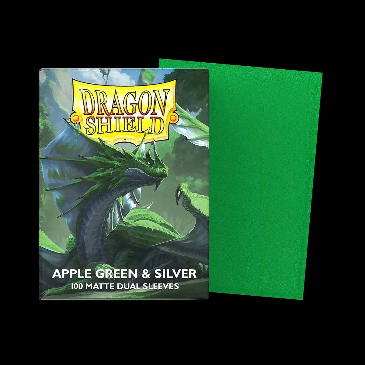 Matte Dual Apple Green & Silver Standard Size Dragon Shield Sleeves (100)