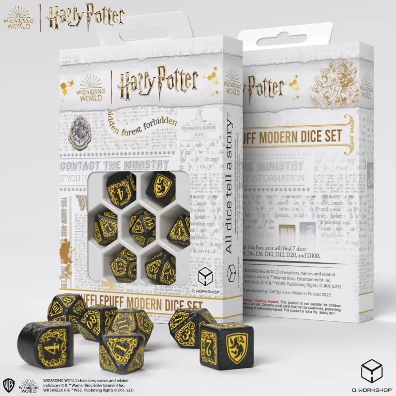Hufflepuff Modern Poly Black /Yellow (7) Terningsett