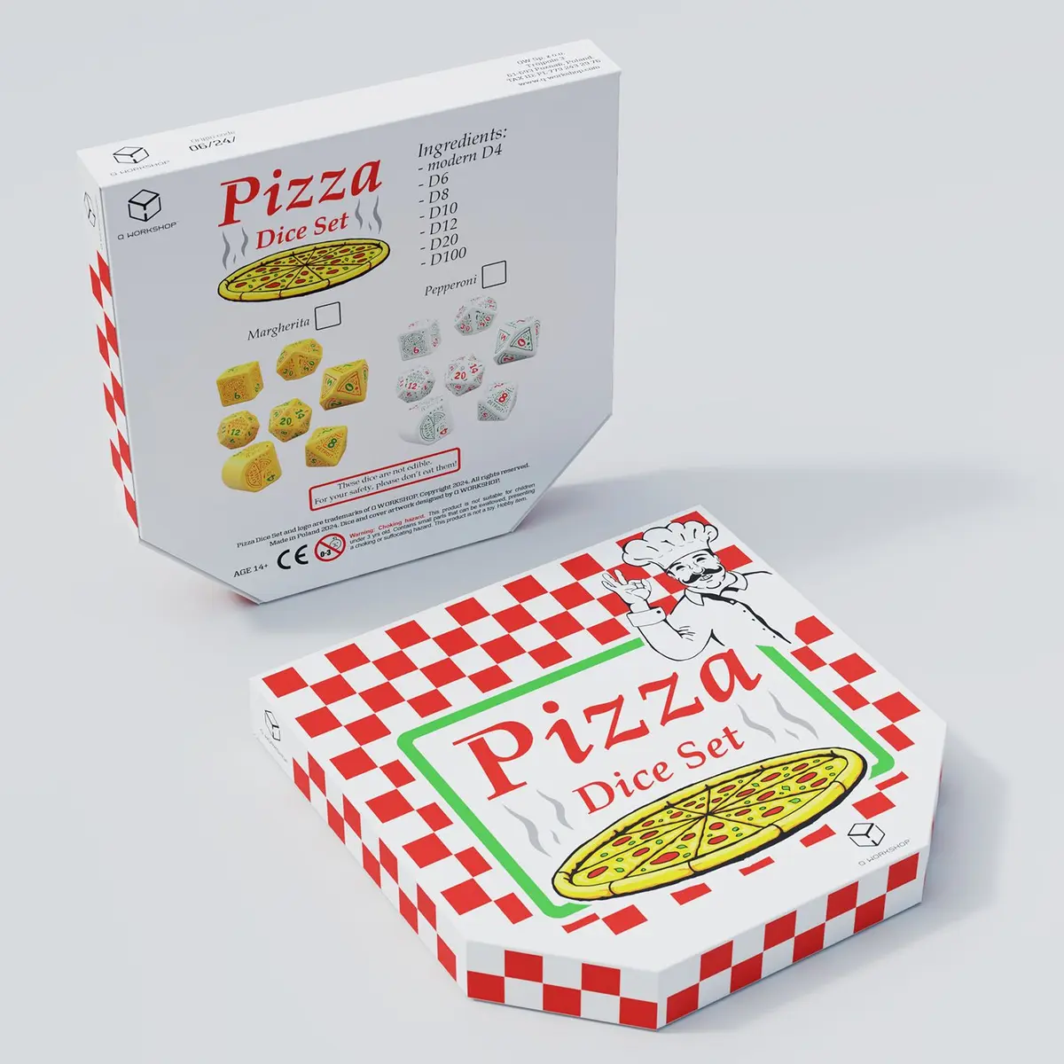 Pizza Pepperoni Poly White, Green /Red (7)