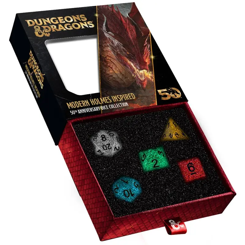 Modern Holmes Inspired Set (5) Dungeons & Dragons 50th Anniversary Dice