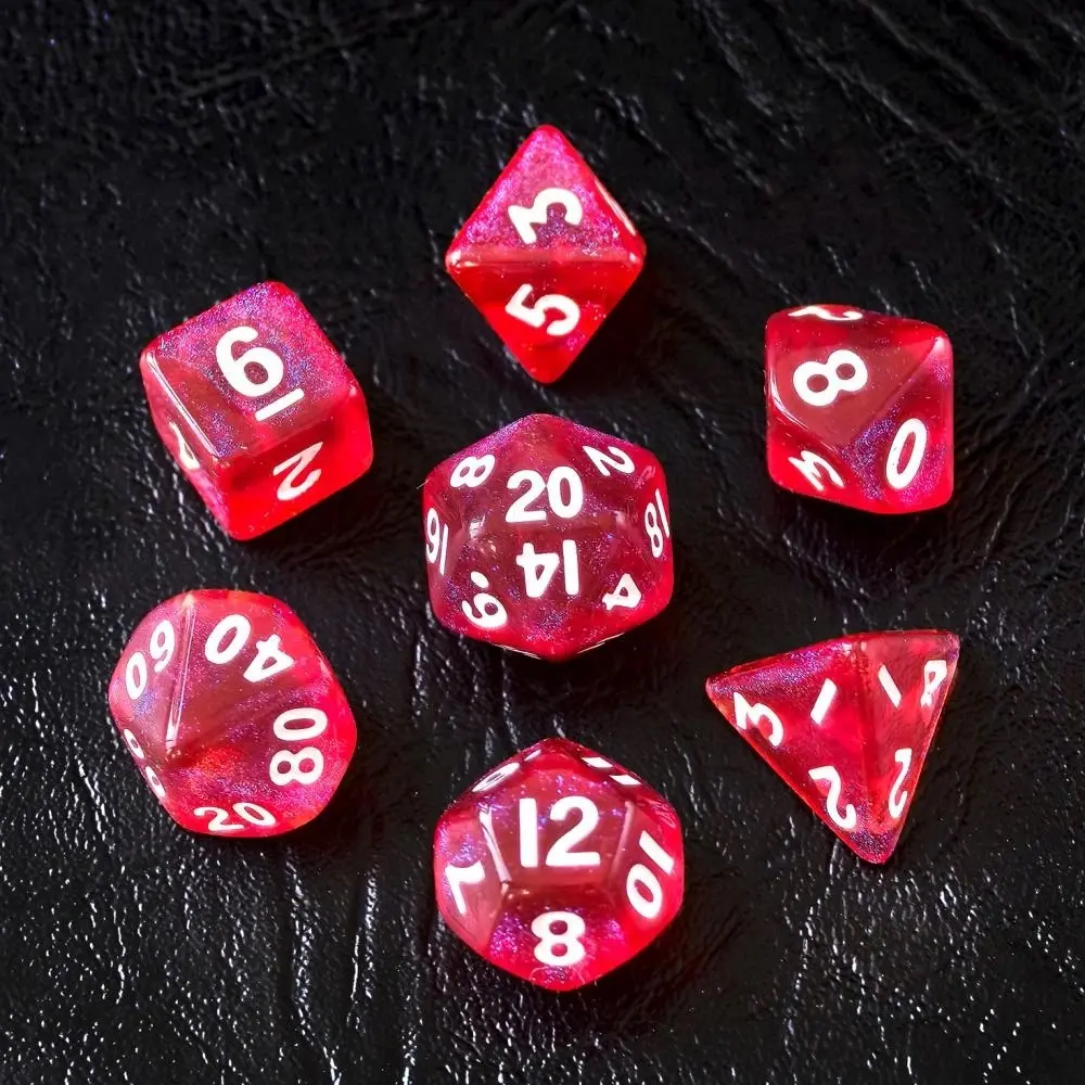 Moonstone Mini Poly Red /White (7) Terningsett