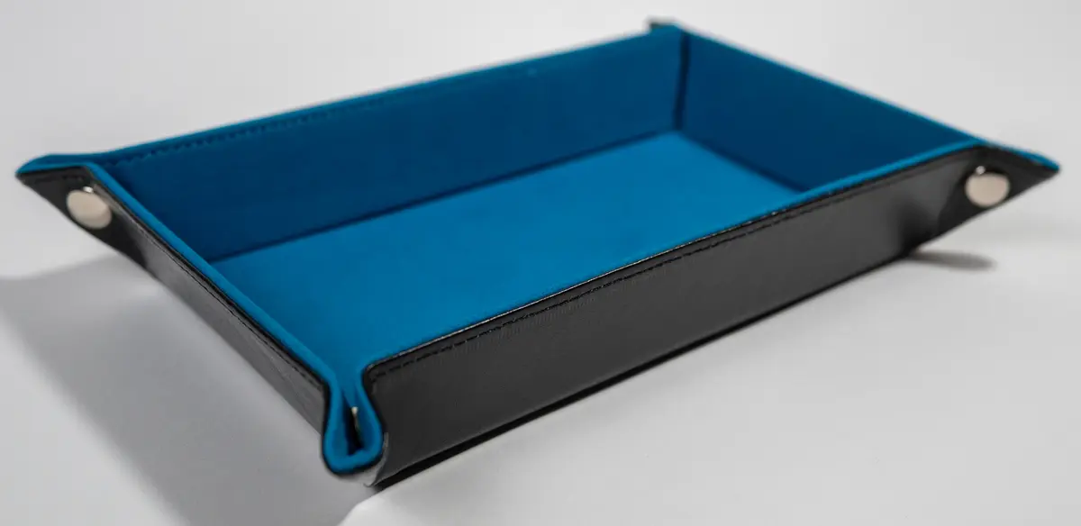 Foldable Leather Rectangular Blue & Black Dice Tray