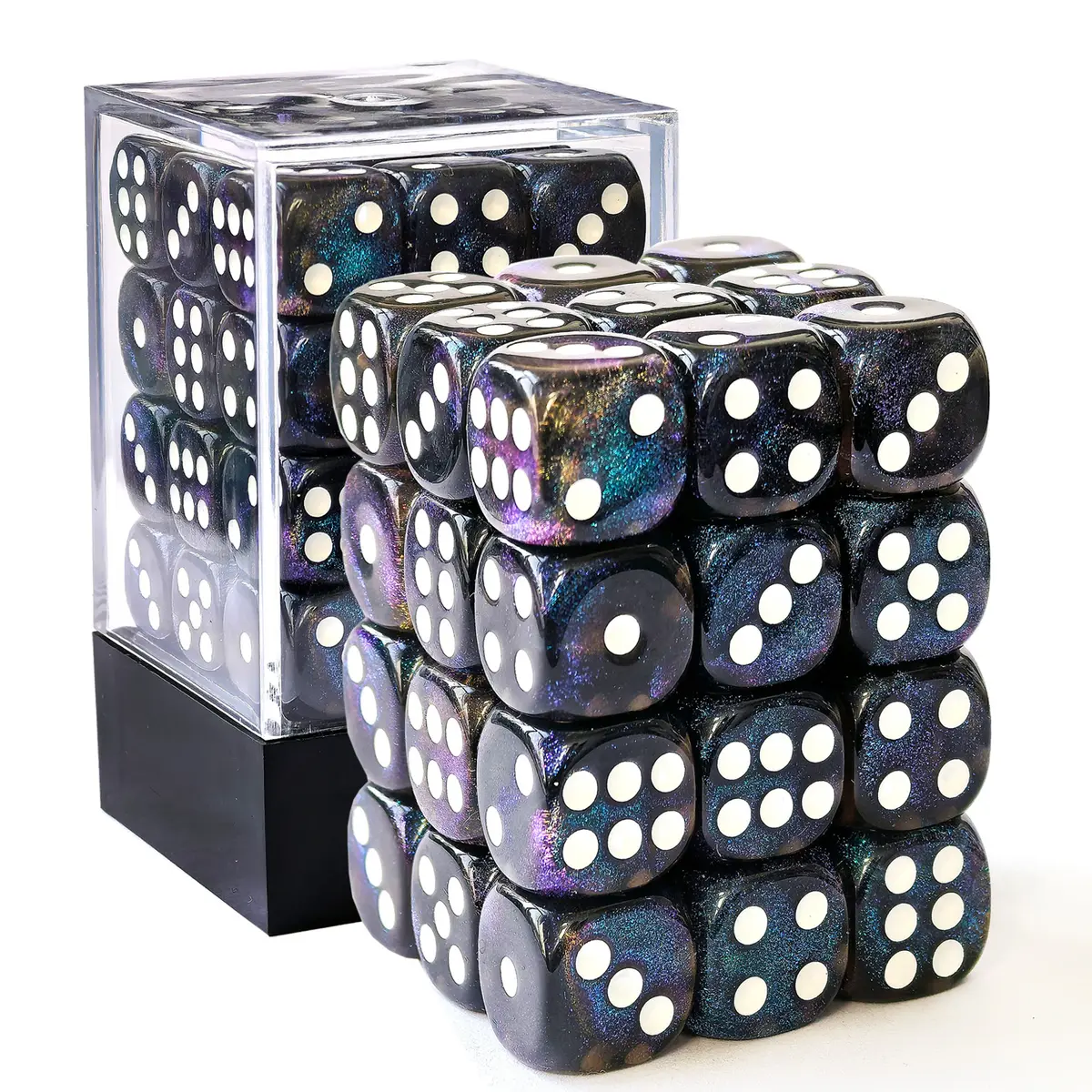 Moonstone 12mm D6 Black, Blue /White (36)