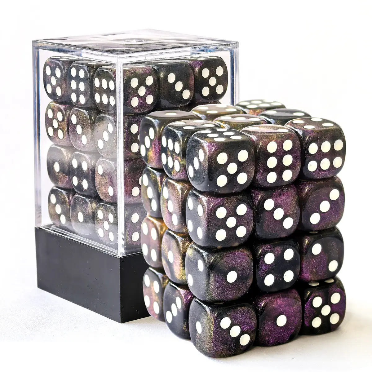 Moonstone 12mm D6 Black, Purple /White (36)