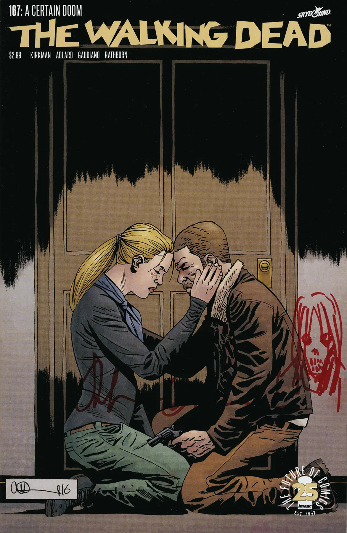 Df Walking Dead #167 Blood Red Gaudiano Signed Zombie Head Sket