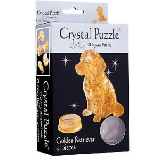 Golden Retriever with Bowl 3D Crystal Puzzle