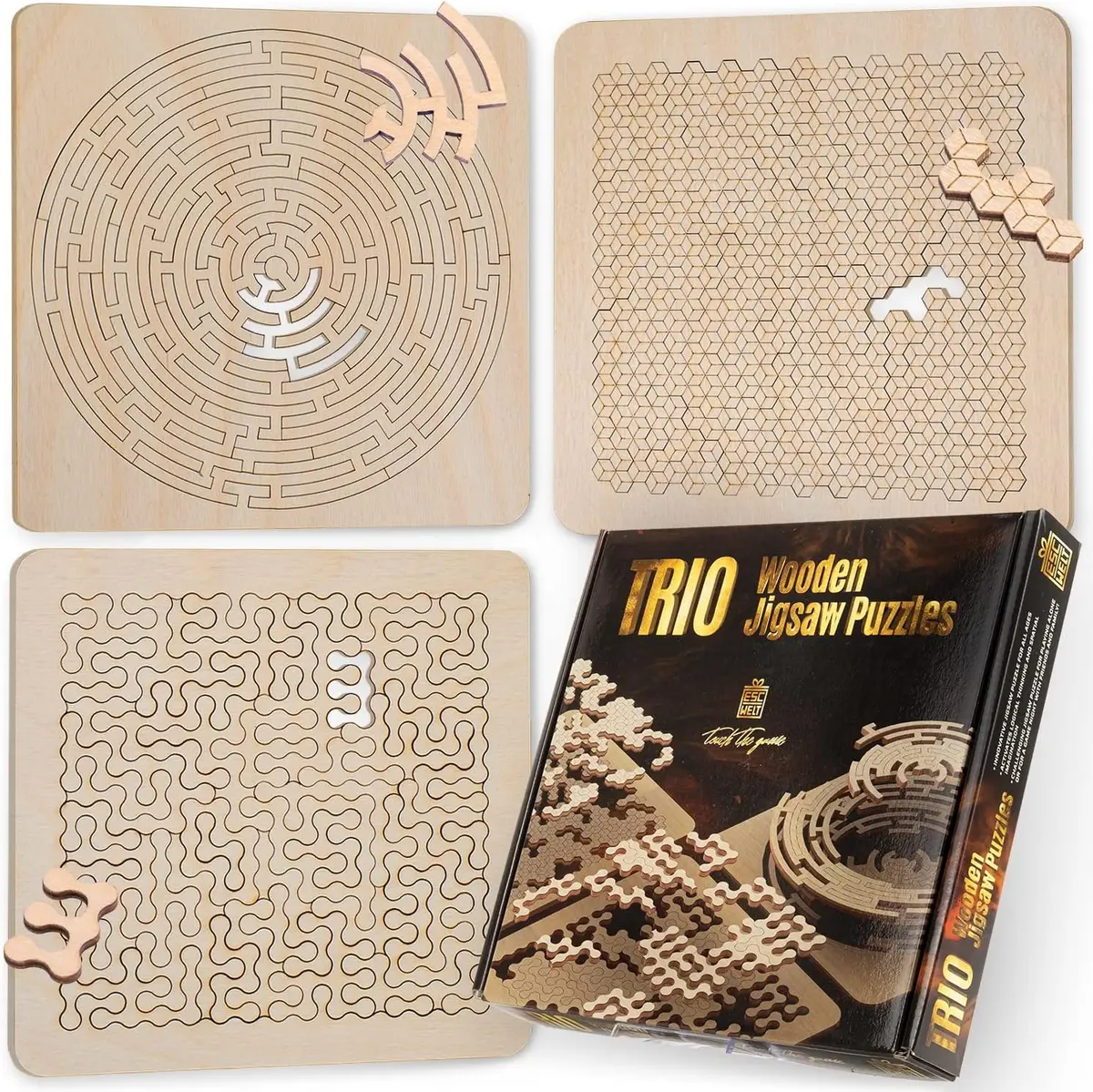 Wooden Puzzle Trio (41+44+88)