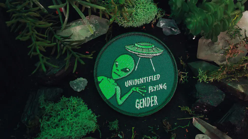 Unidentified Flying Gender Iron On Patch