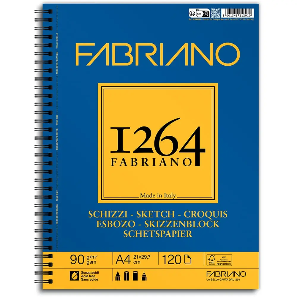 Fabriano 1264 Sketch Spiral Langside 90g A4 120ark