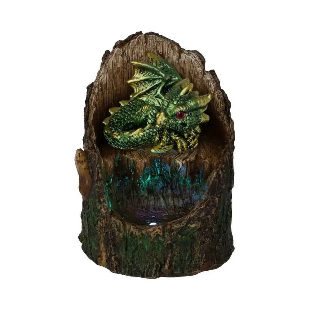 Green Dragon in Tree Trunk Light-up Figurine 10,8 cm