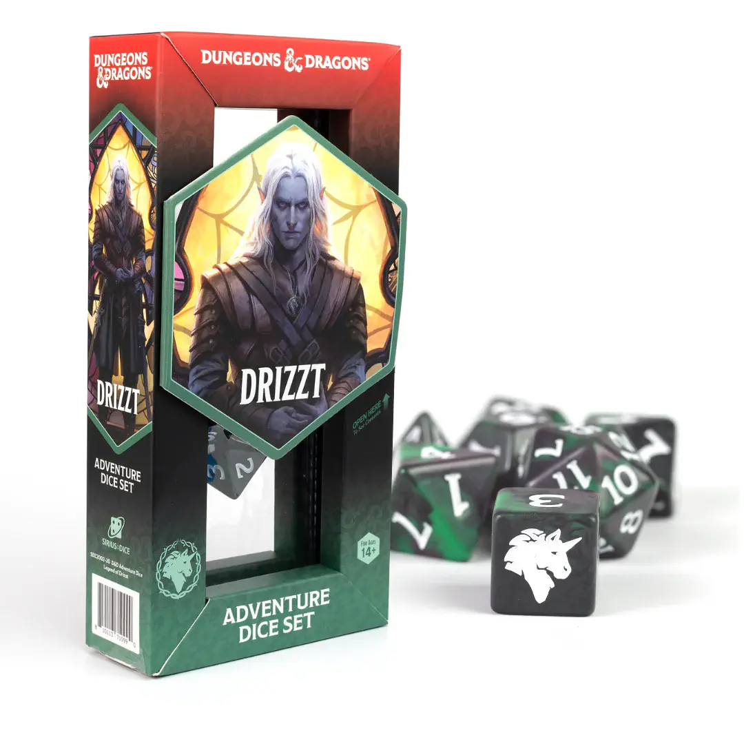 Adventure Dice Legend of Drizzt Green, Black /White (7)