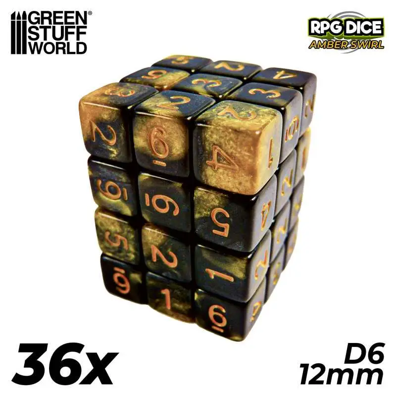 Yellow/Black D6 12 mm Dice Set (36)