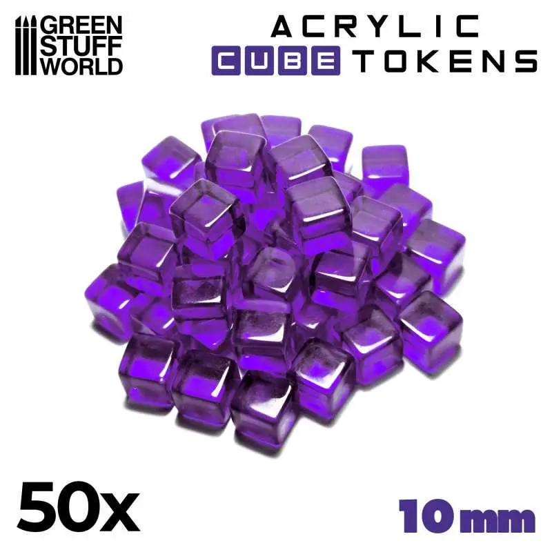 Green Stuff World: Acrylic Cube Tokens, Purple 10mm