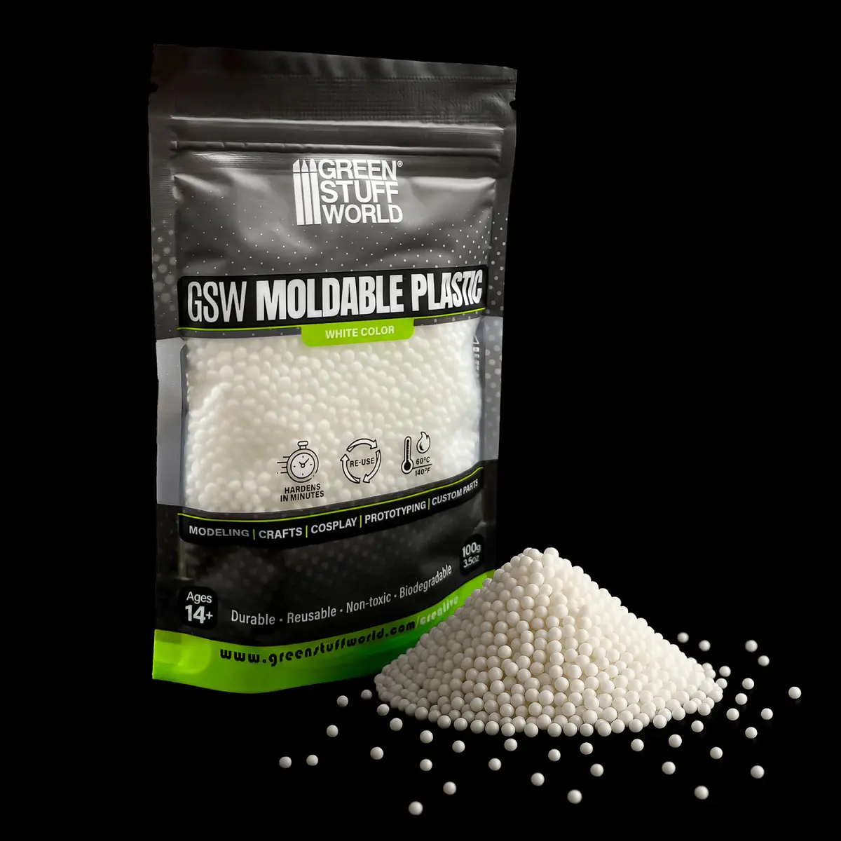 White Moldable Plastic Pellets White 100gr