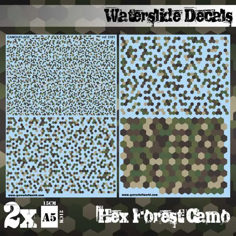 Green Stuff World: Waterslide Decals, Hex Forest Camo x2