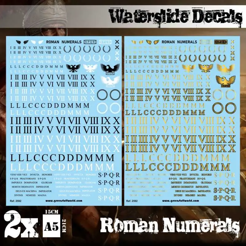 Green Stuff World: Waterslide Decals, Roman Numerals x2