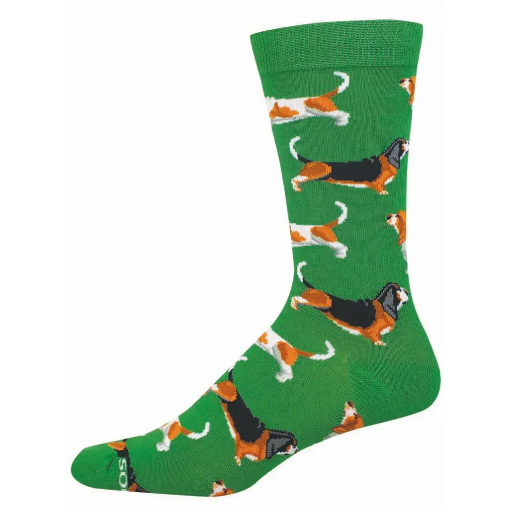 Basset Hounds Green Socks (40-46)
