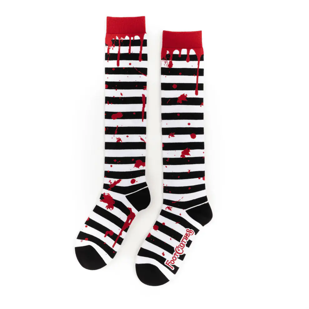 Sanguine Stripes Blood Spatter Knee High Socks (36-46)