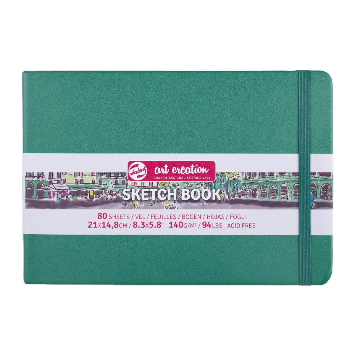 Skissebok m/strikk 140g 21x14,8 Forest Green
