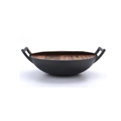 Støpejernswok med trelokk diameter 36cm