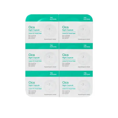 The Potions Cica Night Capsule Leave-On Facial Mask 6x2ml