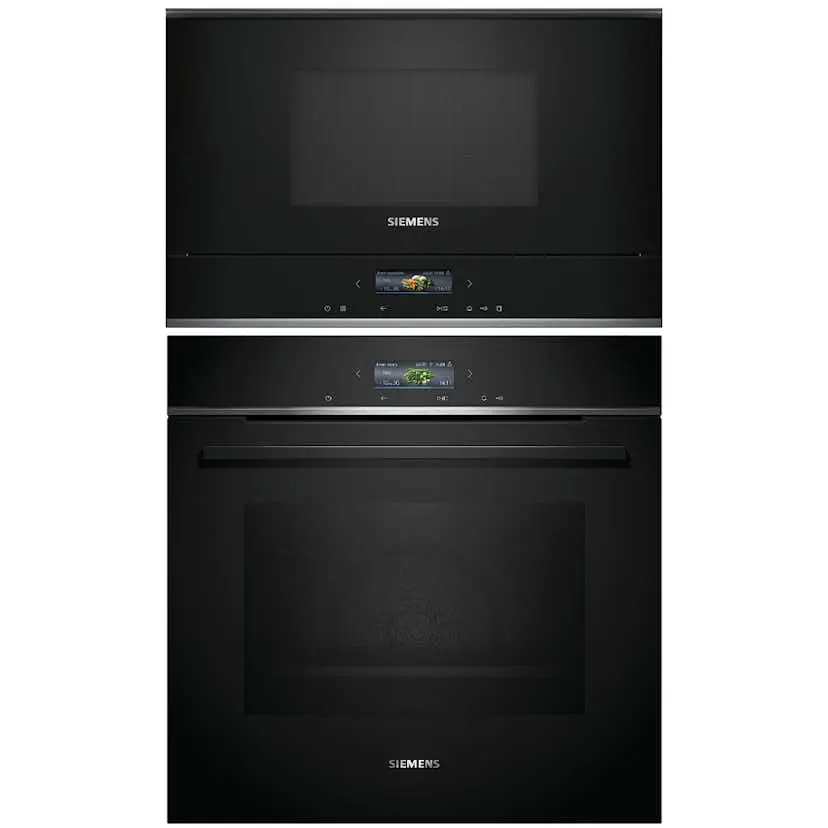 Ovn- og Mikrobølgepakkebølgeovn Siemens iQ700 HB772A1B1 + BF722L1B1 Med Pyrolyse og TouchControl Sort