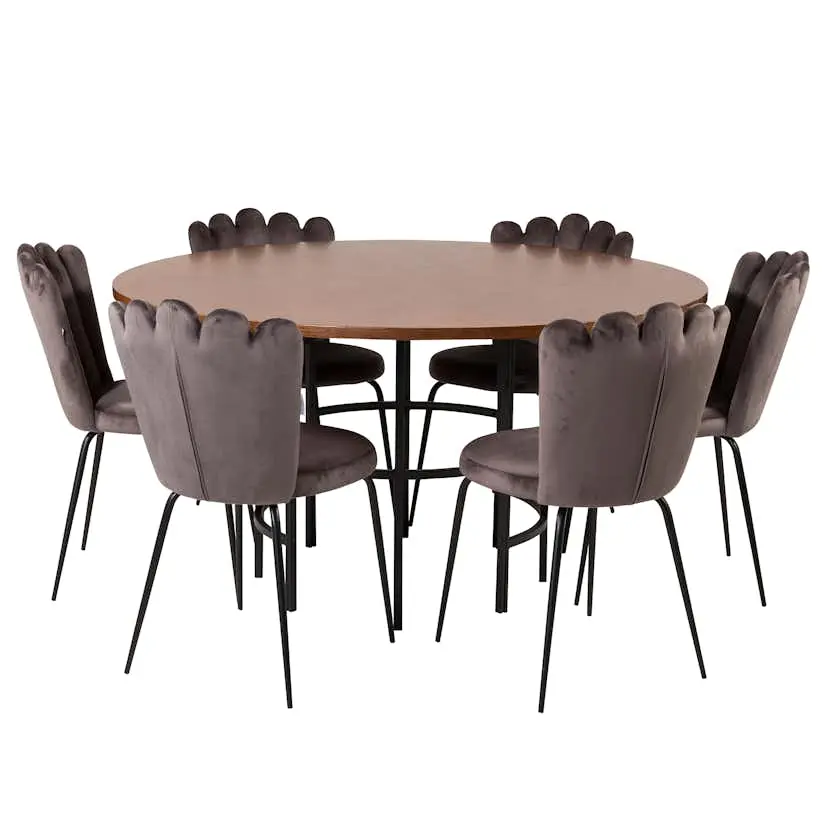 Spisegruppe furniture/fashion Copenhagen med 6 Grå Limhamn Light Stoler