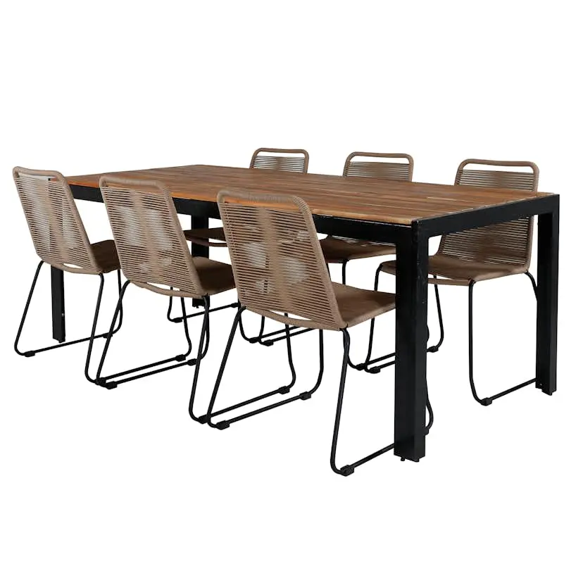 Spisegruppe Venture Home Bois med 6 Levi Stoler