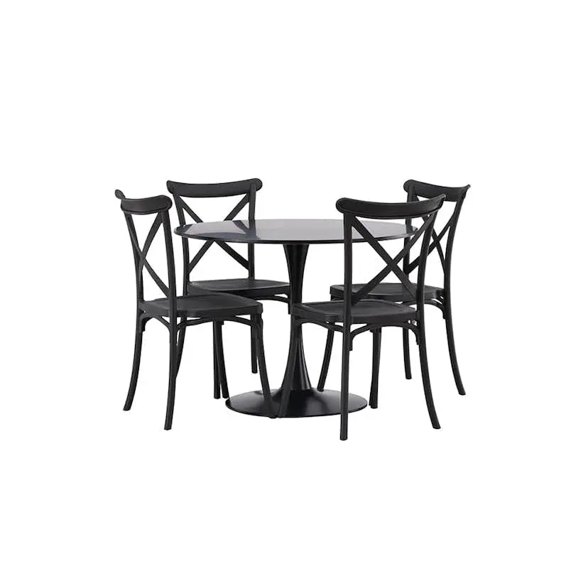 Spisegruppe Venture Home Glade Ø 100 cm med 4 Crosett Stoler