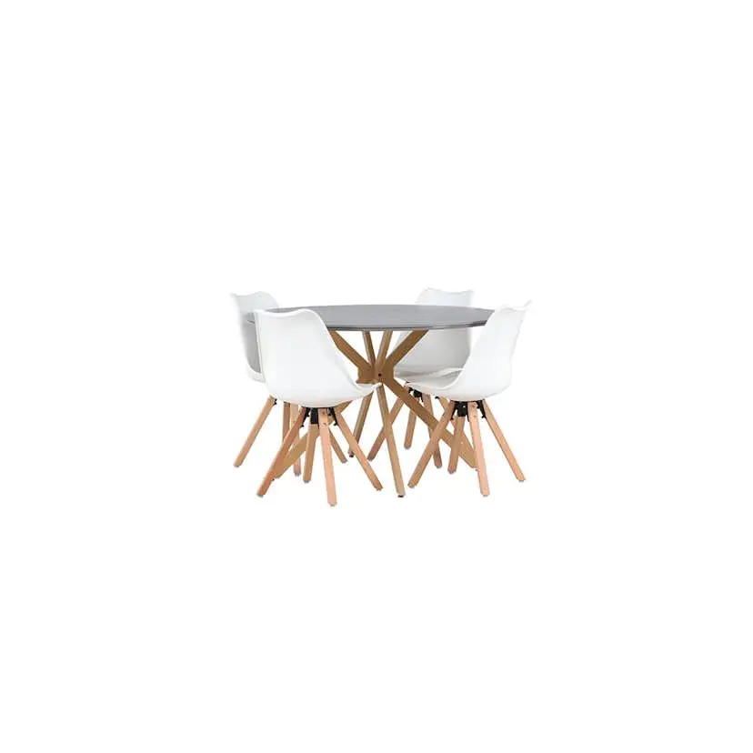Spisegruppe Venture Home Piazza Ø120 cm med 4 stk Zeno Stoler