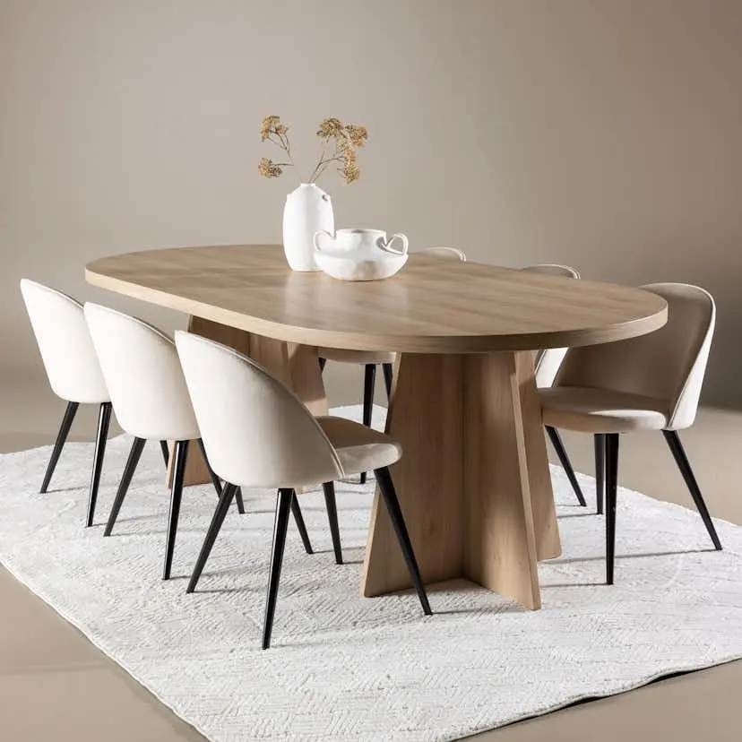 Spisegruppe Venture Home Bootcut 230 med 6 stk Velvet Stoler