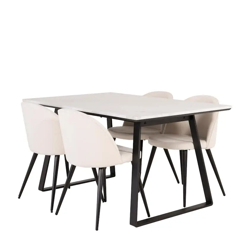 Spisegruppe Venture Home Estelle 140 med 4 Valentina Stoler ManchEstelle