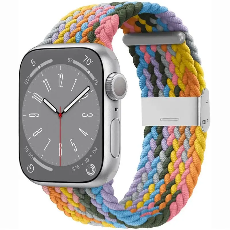 Flettet klokkereim til Apple Watch 8 (45mm) - Light Rainbow