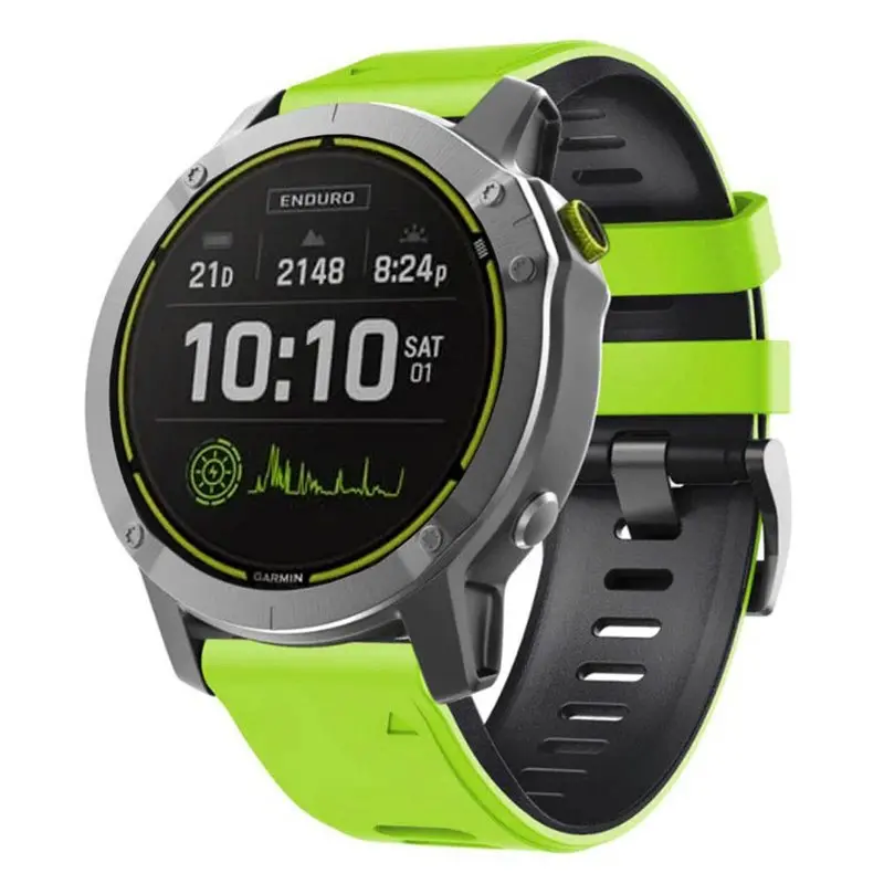 Twin klokkereim til Garmin Endoro 2 - Lime/sort