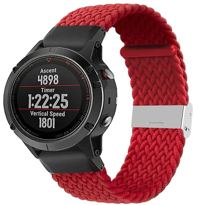 Flettet klokkereim til Garmin Fenix 5X - Darkred