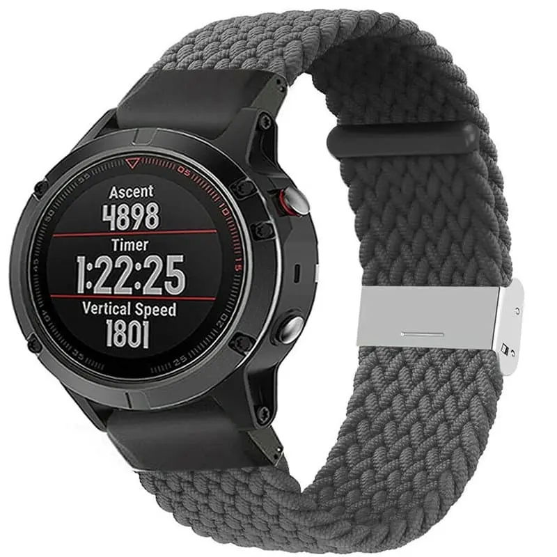 Flettet klokkereim til Garmin Fenix 5X - Skygrey