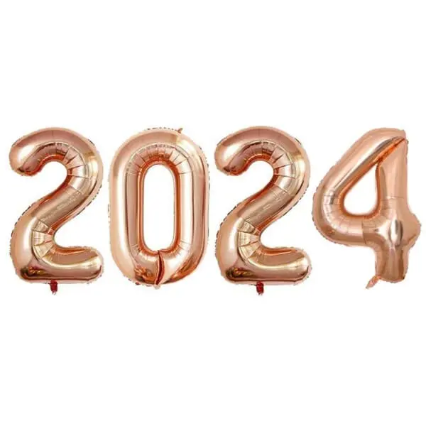 2024 Siffer ballonger for nyttår 102cm flott rosé gull