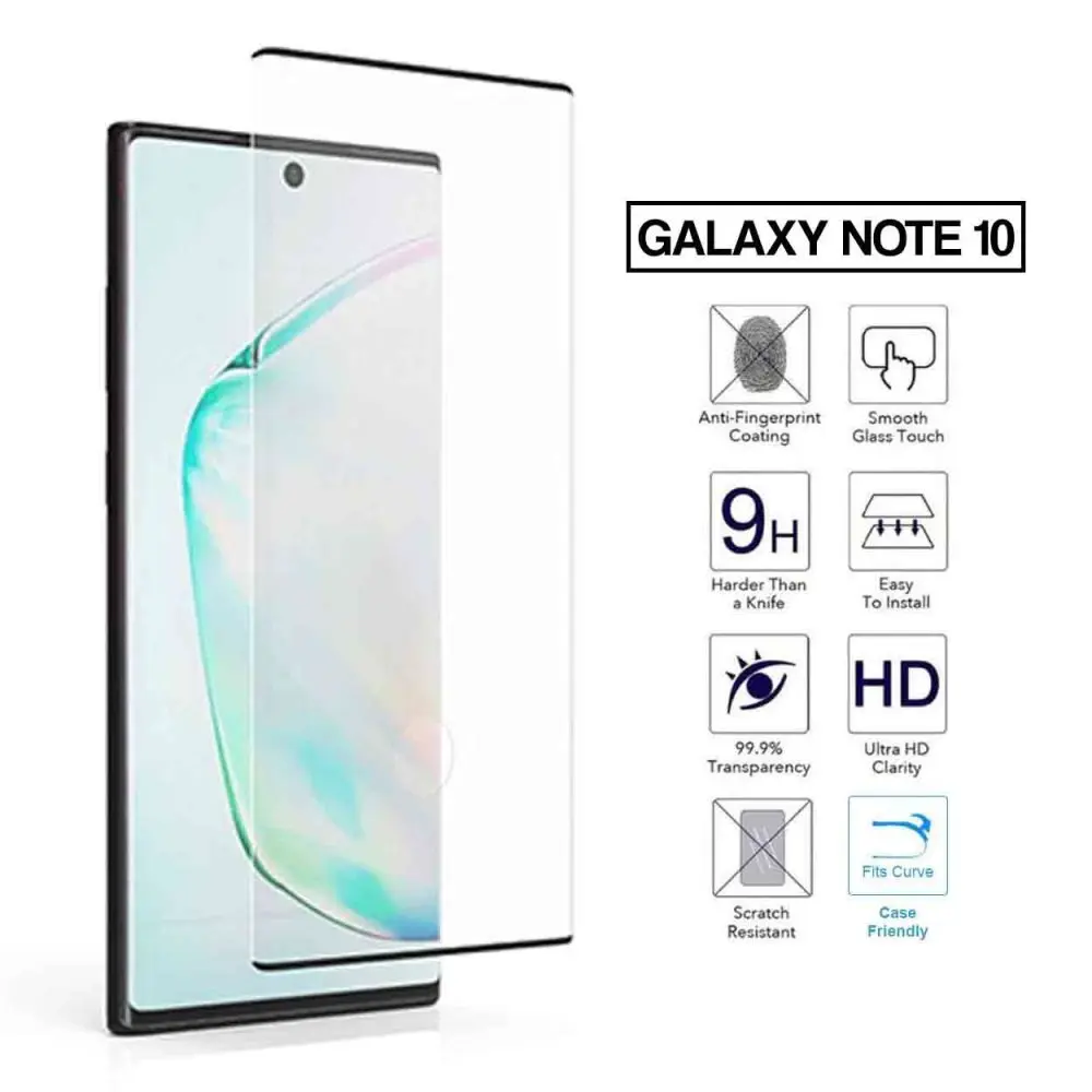 Galaxy Note 10 3D Curve HD Skjermbeskyttelse Karbonfiber herdet glass