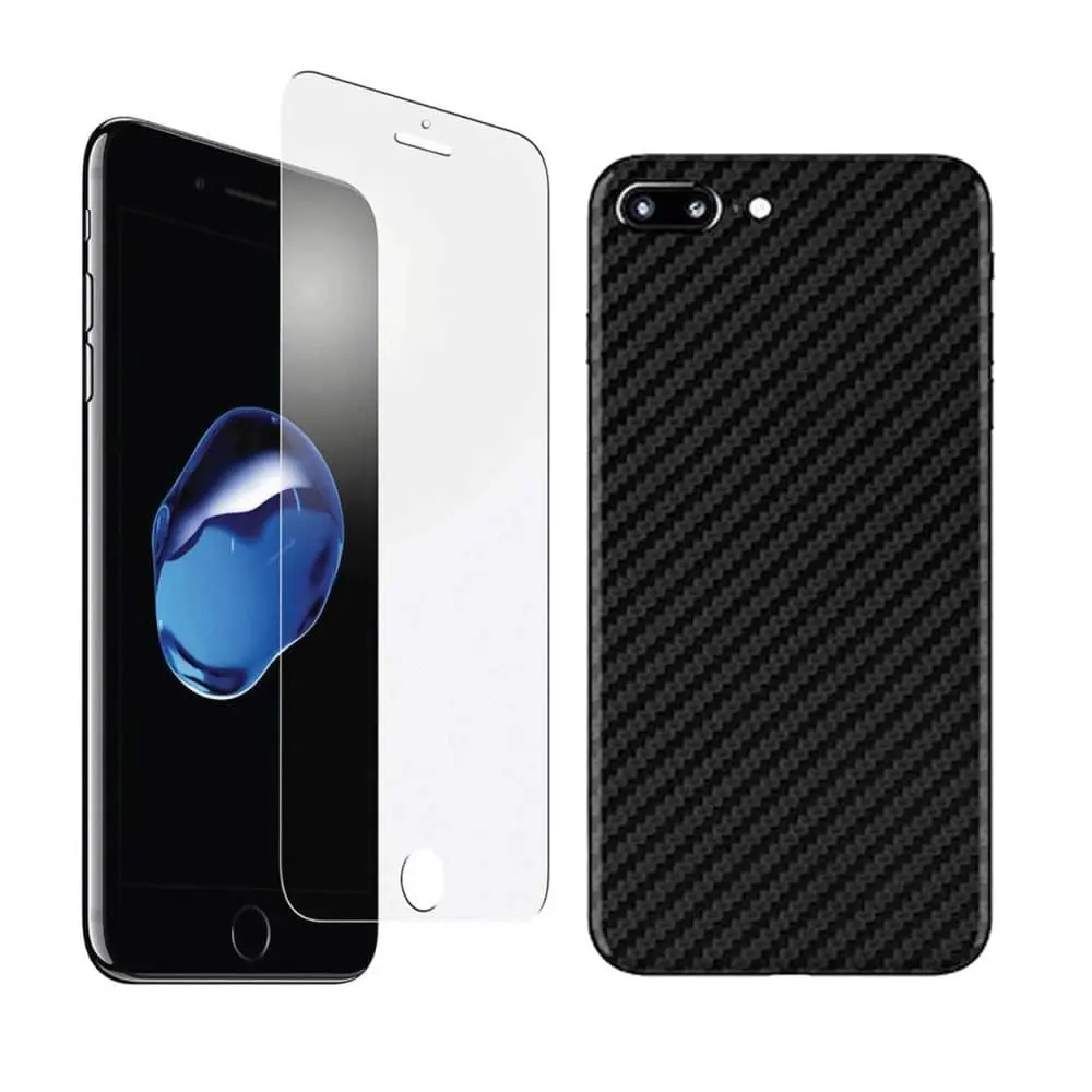 iPhone 8 Plus Display Film + Carbon Fiber Protective Film for Back