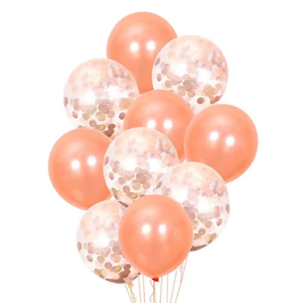 10-pack ballonger konfettiballons bursdag rosegull