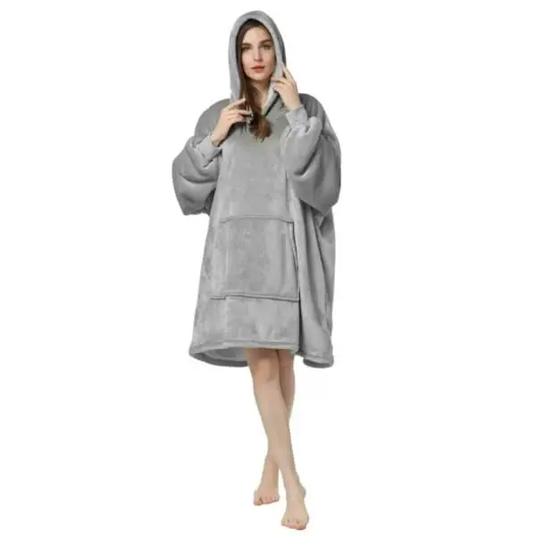 Hoodie teppe - Overstore hette genser teppe snuggie grå