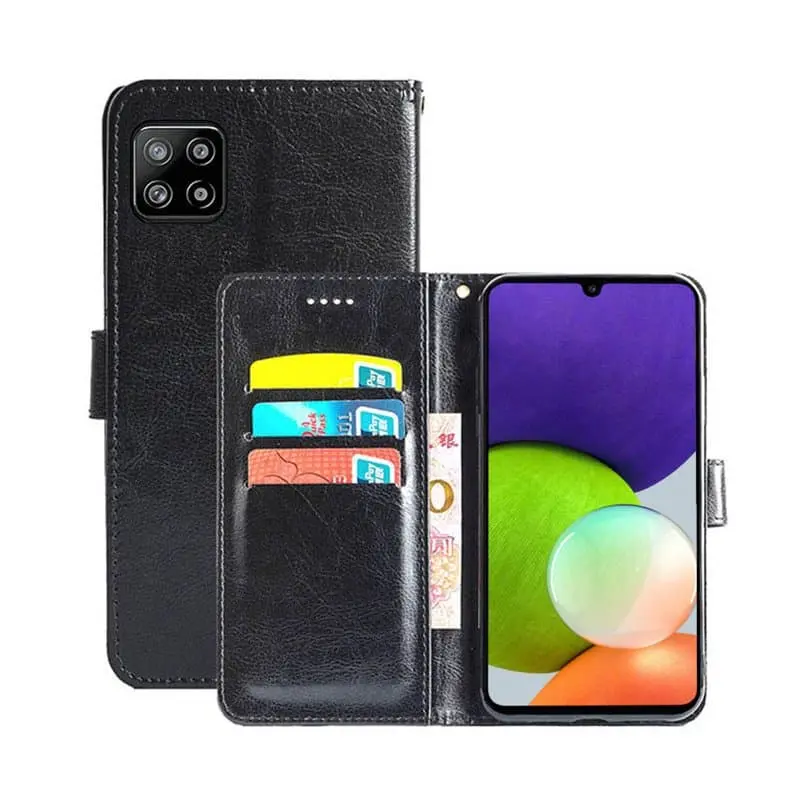 Lommebokdeksel 3-kort Samsung Galaxy A22 5G : Farge - Svart