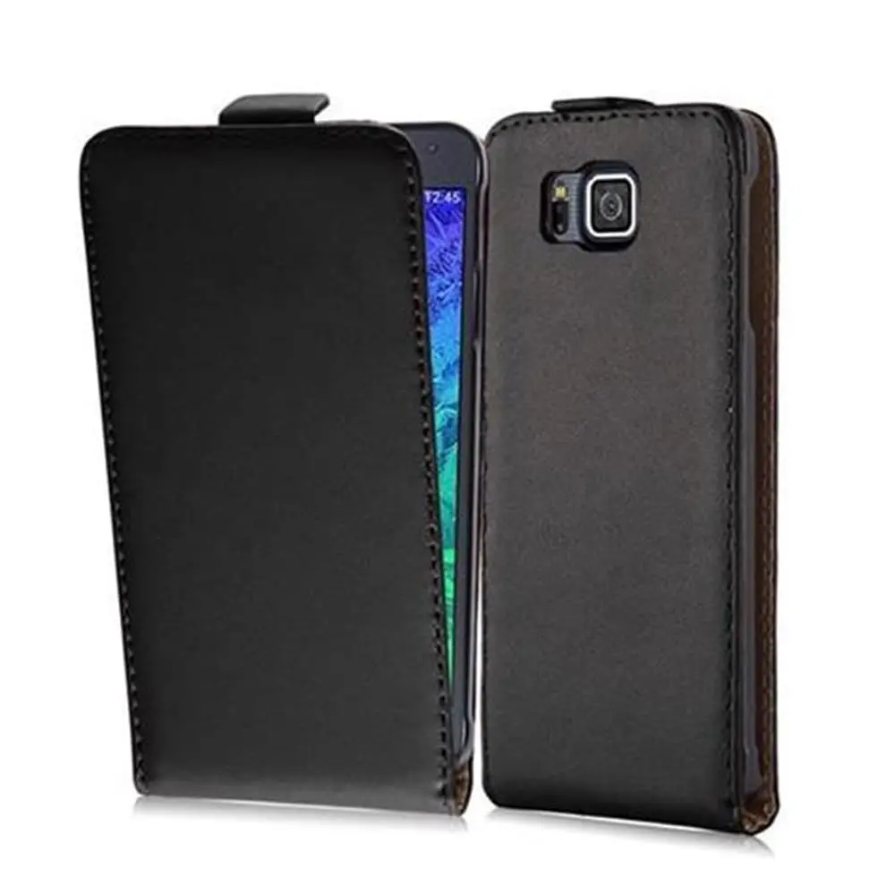 Deksel til Samsung Galaxy ALPHA Flip Etui laget av glatt kunstskinn